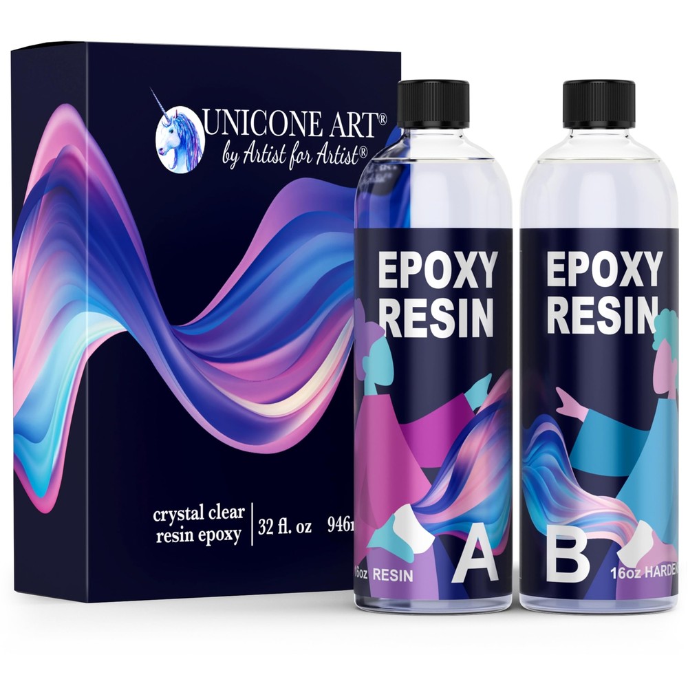32 Oz Clear Non-Toxic UV Resistant Epoxy Resin Kit for Crafts and Art