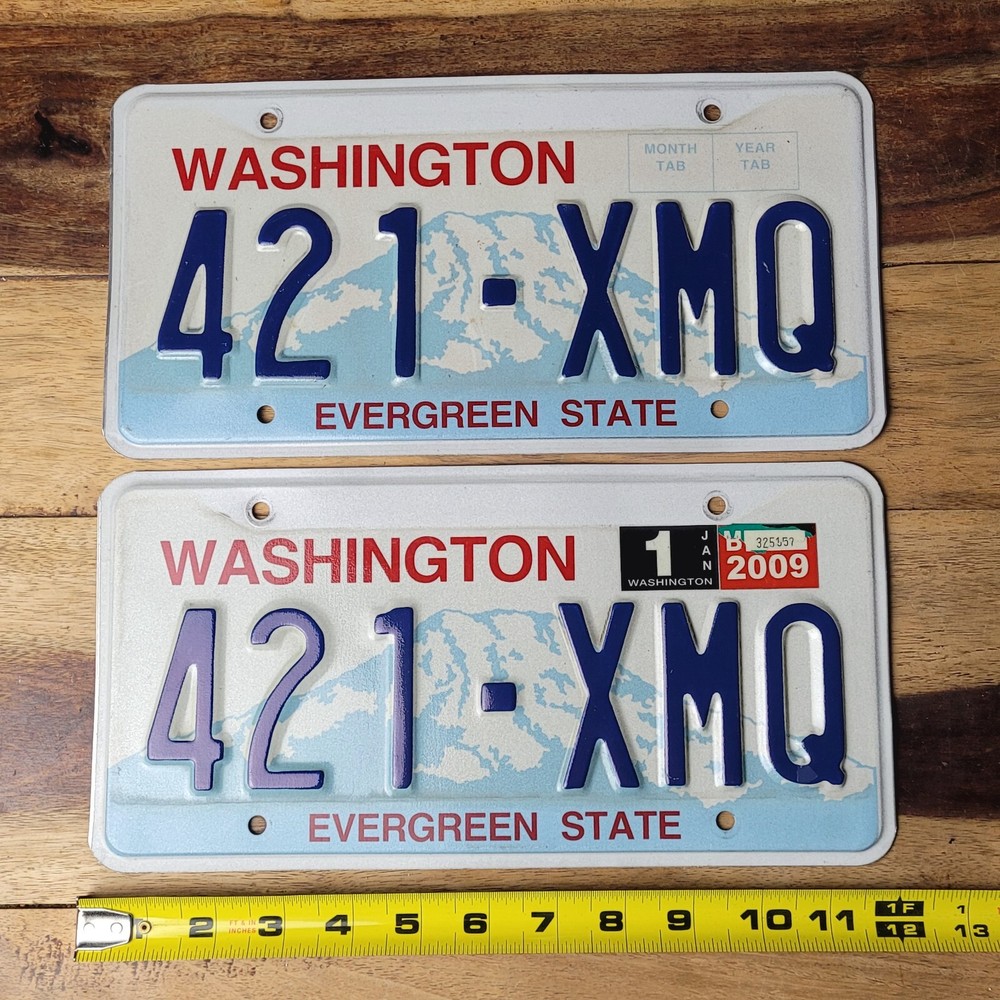 2009 WASHINGTON LICENSE PLATE SET MATCHING PAIR TAG # 421 XMQ