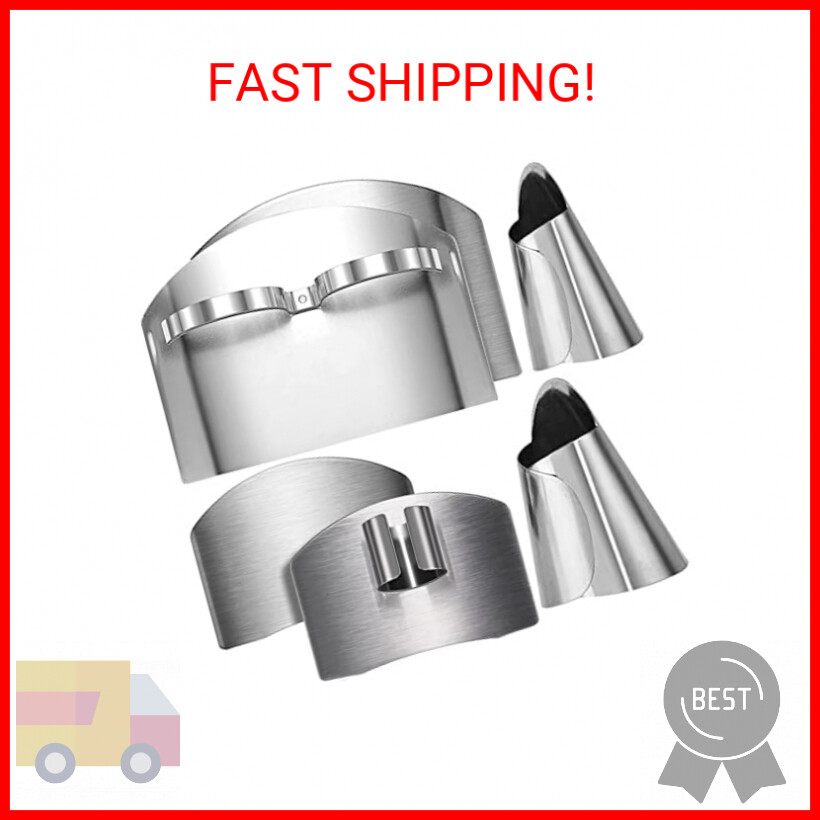 4PCS Finger Guard for Cutting Vegetables, Stainless Steel Finger Protector, Thum