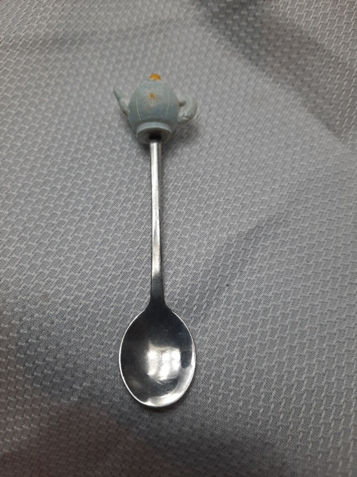 Souvenir, Miniature Teapot ,Spoon Blue Yellow
