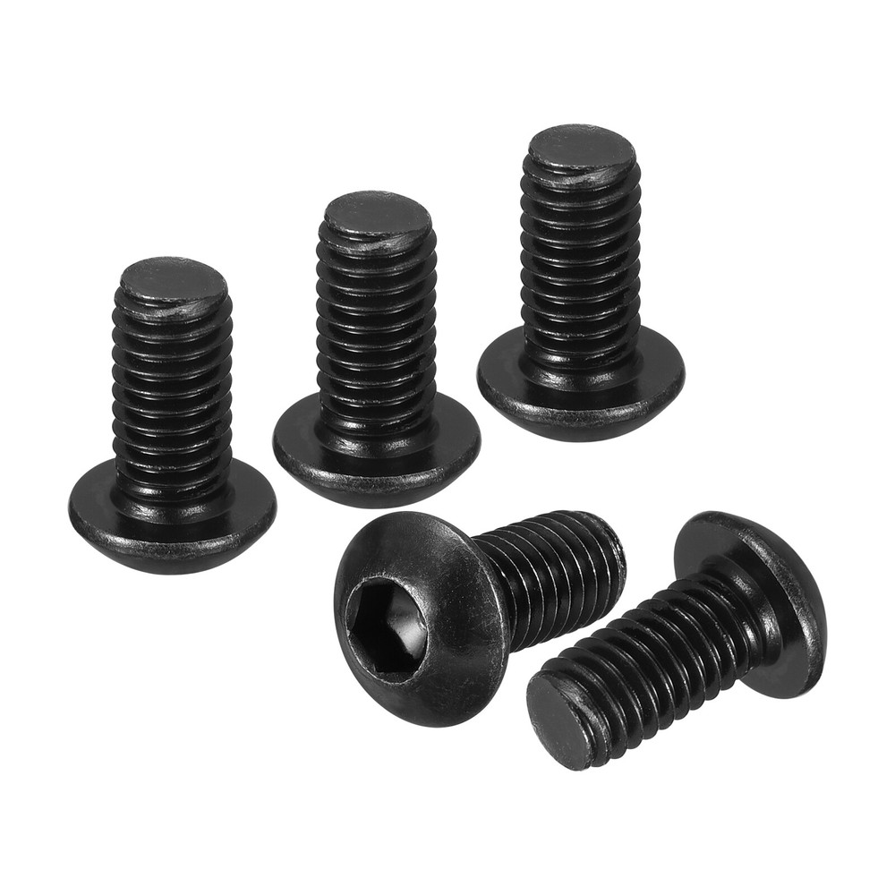 M6-1x12mm Button Head Socket Cap Screws 100Pack Carbon Steel Black