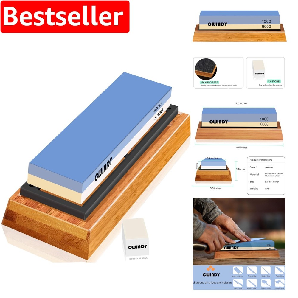 Professional Dual-Sided Whetstone Kit 1000/6000 Grit for Effortless Sharpening