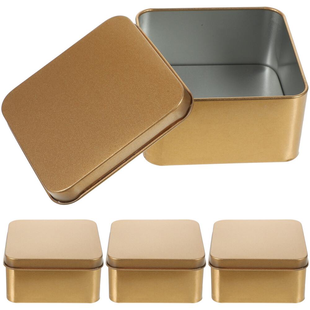 10 Pcs Metal Tin Container Organizer Gold Cookie Tins Christmas with Lids