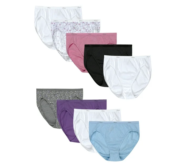 Hanes Women's Super Value Bonus, Comfort Cotton, Hi-Cut Underwear 6+3 Bonus Pack