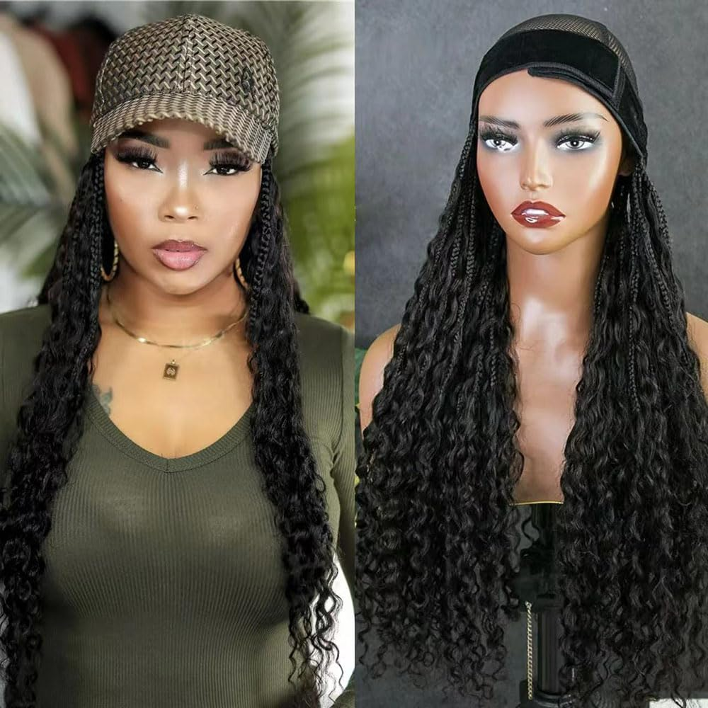 Band Human Hair Wig with Synthetic Braids for Easy Grab-and-Go Styling