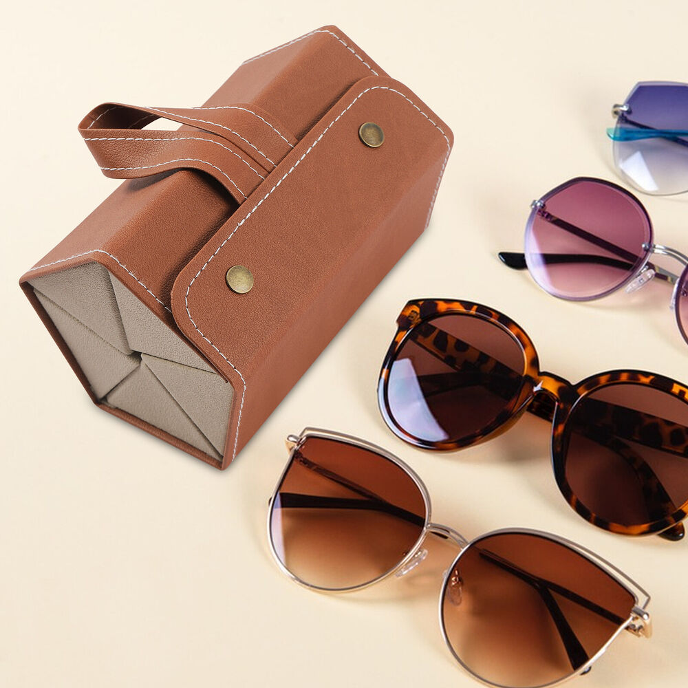 5 Multi-slot Glasses Organizer Eyeglasses Holder Storage Folding Orange Brown