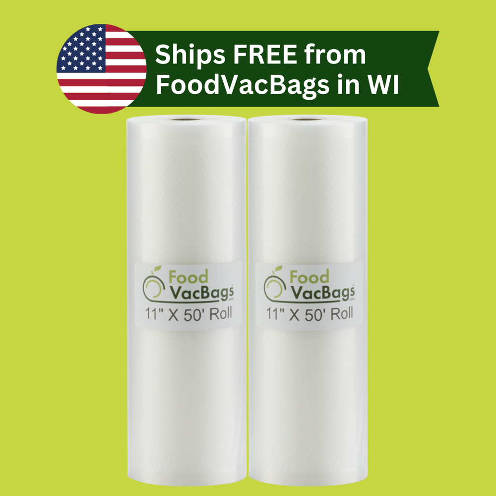TWO 11X50 FoodVacBags Rolls for FoodSaver Vacuum Seal Bags Food Storage Embossed