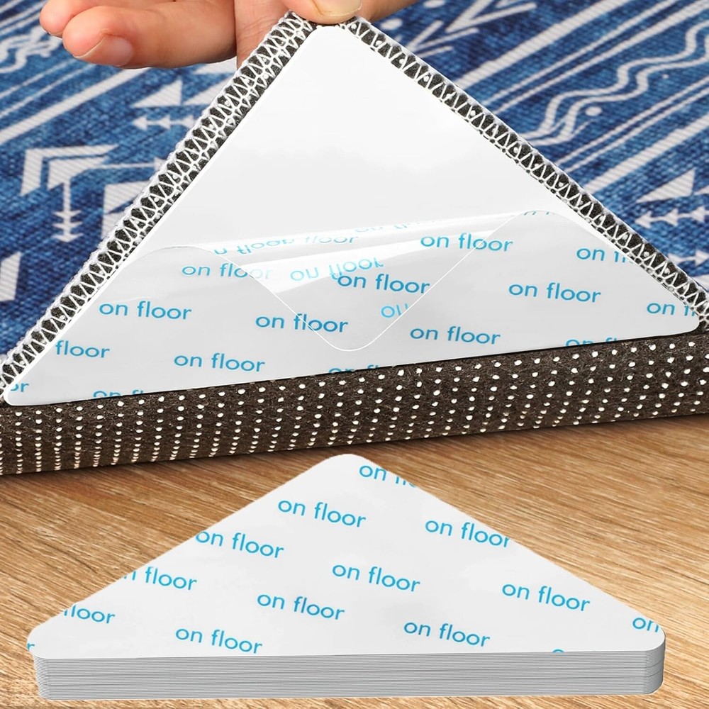8 Pcs Rug Gripper, Reusable Carpet Tape Rug Tape for Hardwood Floors, Stops Curl