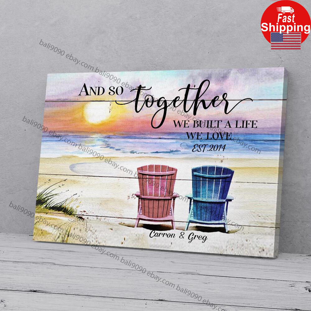 Custom Couple Beach Chair Personalized Together We Built A Life We Love-image