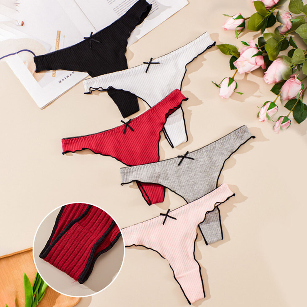 Women Sexy Thong Bow Beautiful Compact Cute Comfortable Multicolor Panties wi