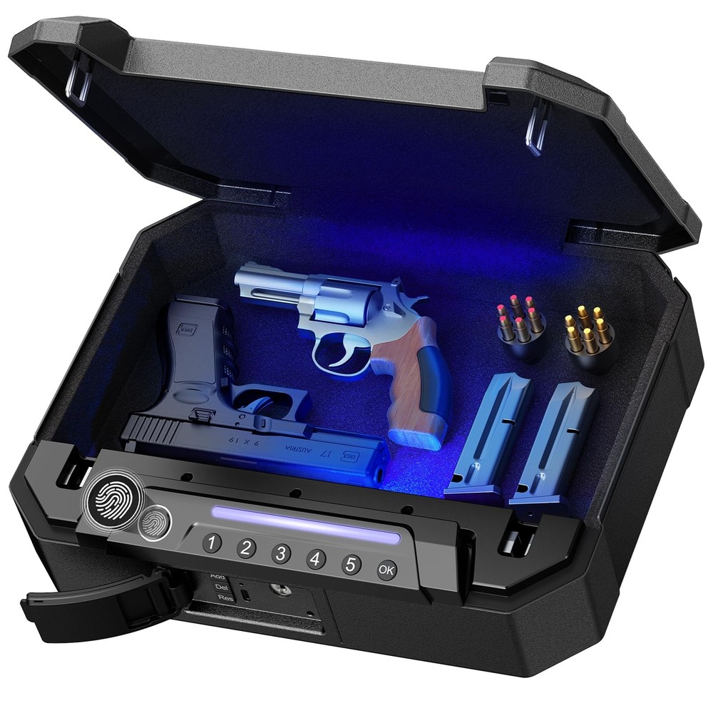 Biometric Gun Pistol Safe - Iron MAX Quick Access Fingerprint Gun Safe for Ha...-image