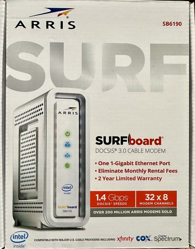 ARRIS SURFboard DOCSIS 3.0 Cable Modem - SB6190 Open Box. Complete