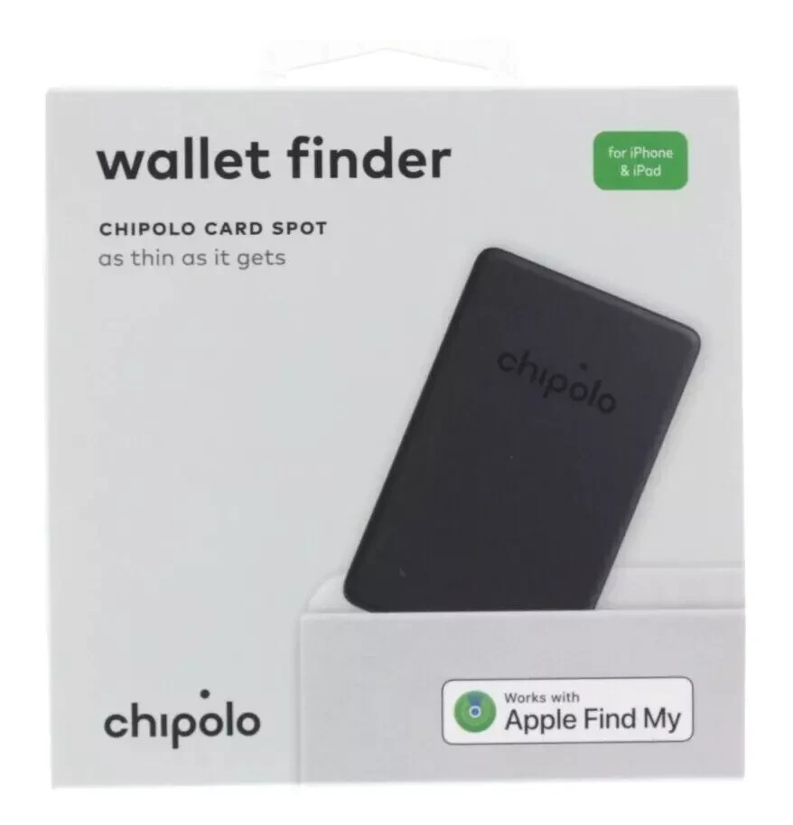 Chipolo Wallet Finder Tracker Card Spot Bluetooth Works with Apple Find My Black