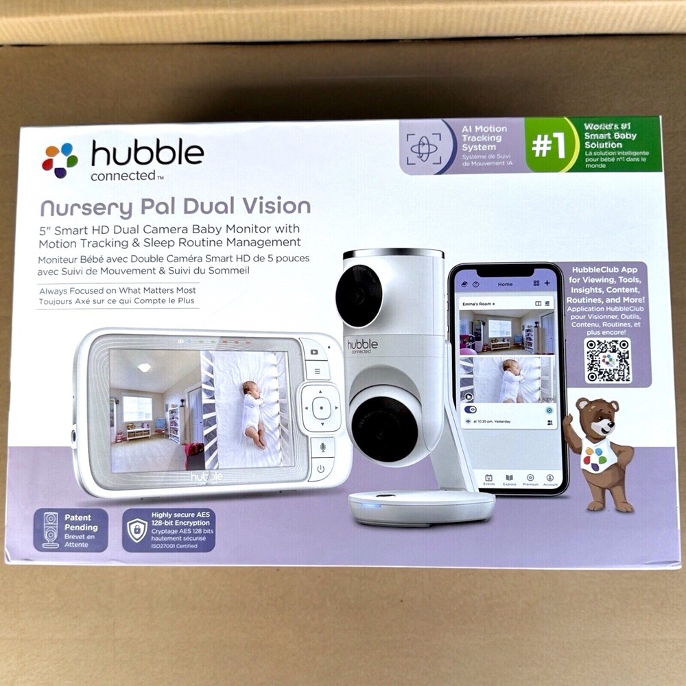Hubble Connected Nursery Pal Dual Vision Smart WiFi HD Baby Monitor Camera NEW
