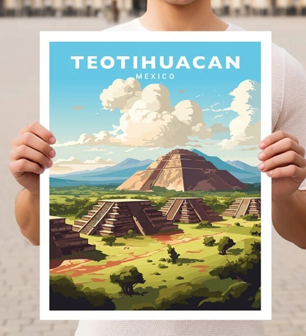 Teotihuacan Mexico Travel Wall Art Poster Print