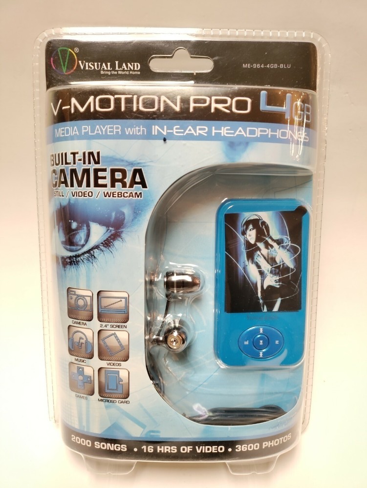 Visual Land V - Motion Pro 4GB MediaPlayer With In Ear Headphone Built-In Camera-image