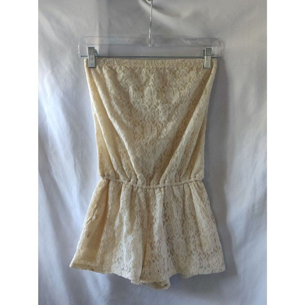 Hollister Lace Tube Top Strapless Elastic Waist Cream Womens Size XS