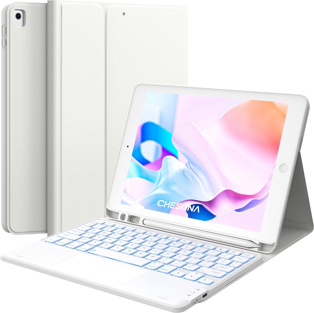 CHESONA iPad 9th 8th 7th Gen Case 10.2 Inch White Protective Cover