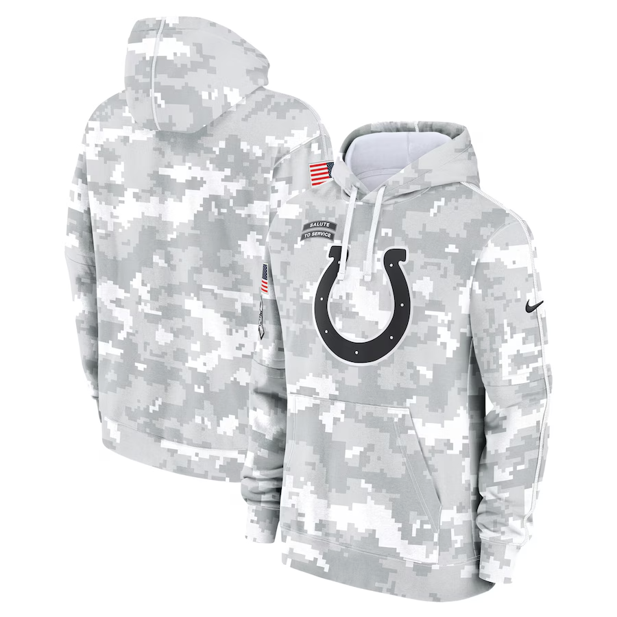 2024 Indianapolis Colts Salute to Service Arctic Camo Fleece Pullover Hoodie