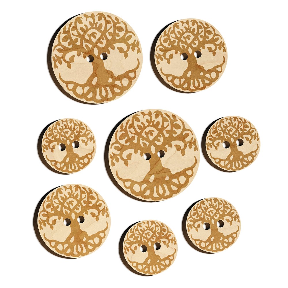 Tree of Life Wood Buttons for Sewing Knitting Crochet DIY Craft