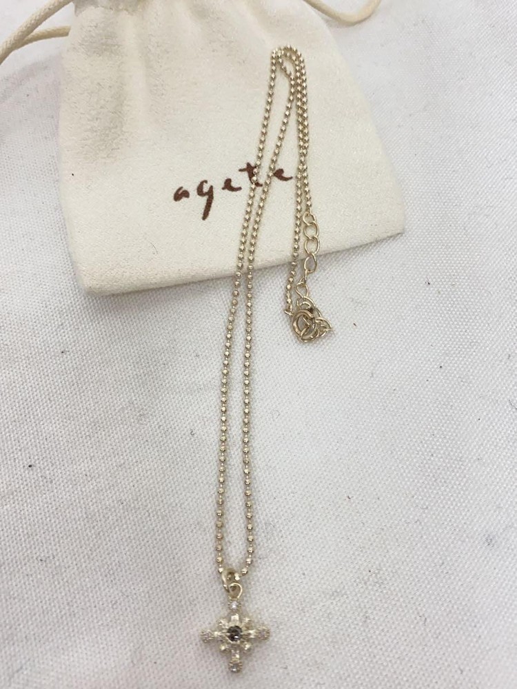 Agete Silver Cross Necklace/Chain Top/Wht 890