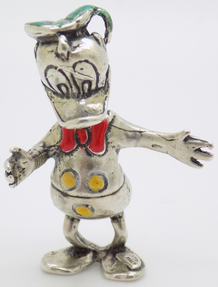 Vintage Italian .800 Silver Handcrafted Donald Duck Enamel Figurine