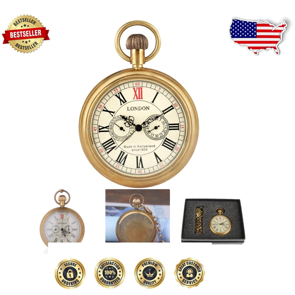 Vintage Hand-Wind Mechanical Pocket Watch with Skeleton Dial & Engraved Detail