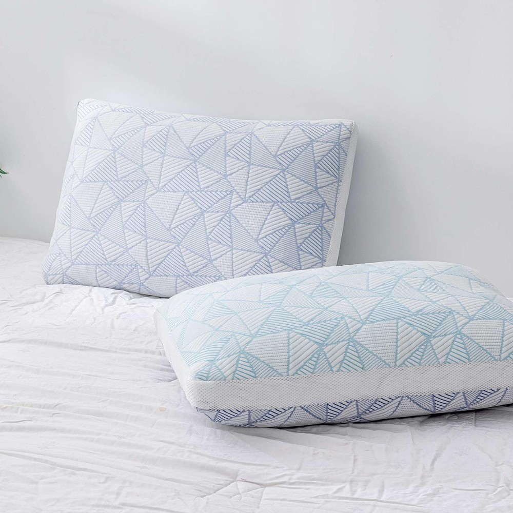 Cooling Bamboo Viscose King Pillow Set with Shredded Memory Foam - 2 Pack, Adjustable Loft