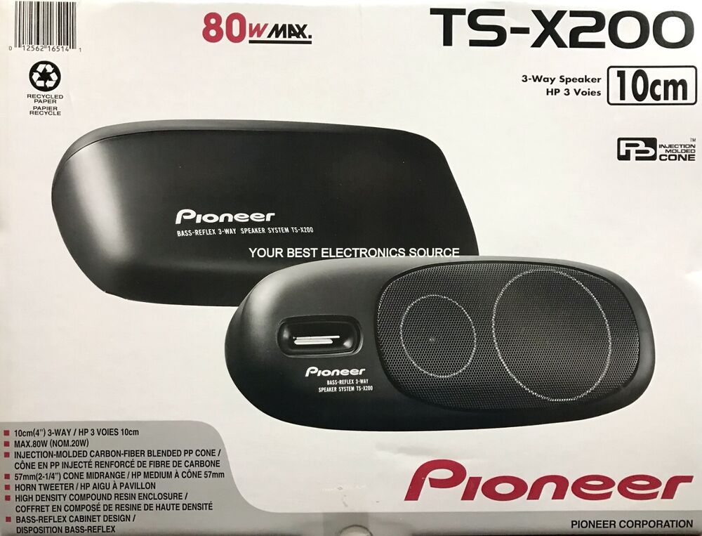 NEW Pioneer TS-X200 3-Way, 4-Ohm Surface Mount Car Speakers (1 PAIR)