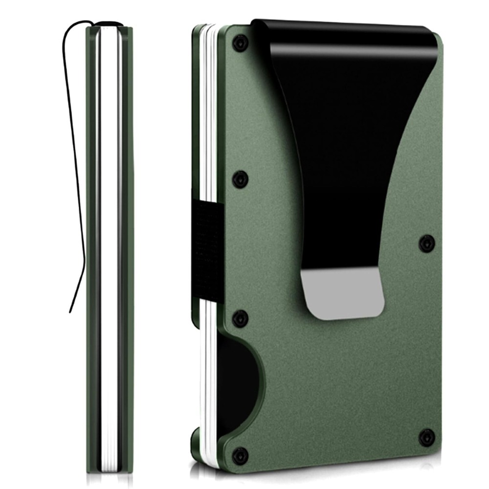 Slim RFID Blocking Minimalist Metal Wallet with Money Clip for Men  