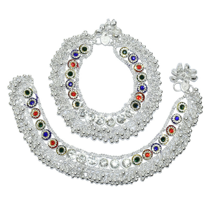 Women Anklet Payal Bracelet Foot Chain Round Crystal Soft Bells Jewelry Gifts