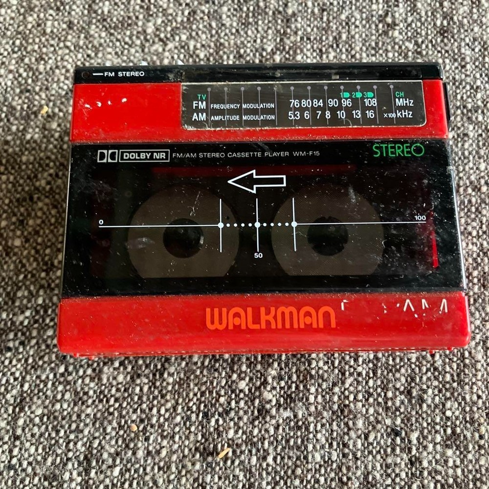 JUNK SONY Walkman WM-F15 Red Cassette Player Radio For Parts or Repair