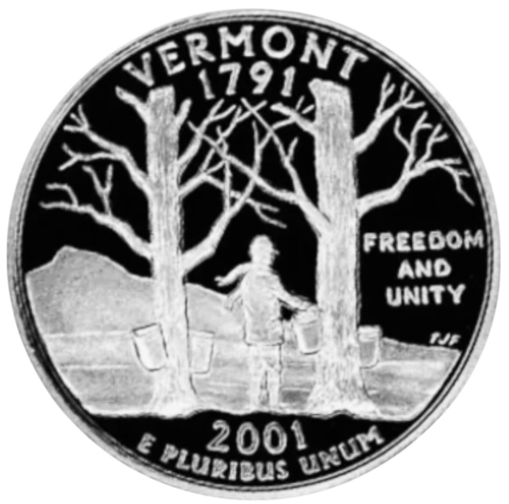 2001 S Vermont Proof Statehood Quarter 90% Silver DCam BU “JG Coins”