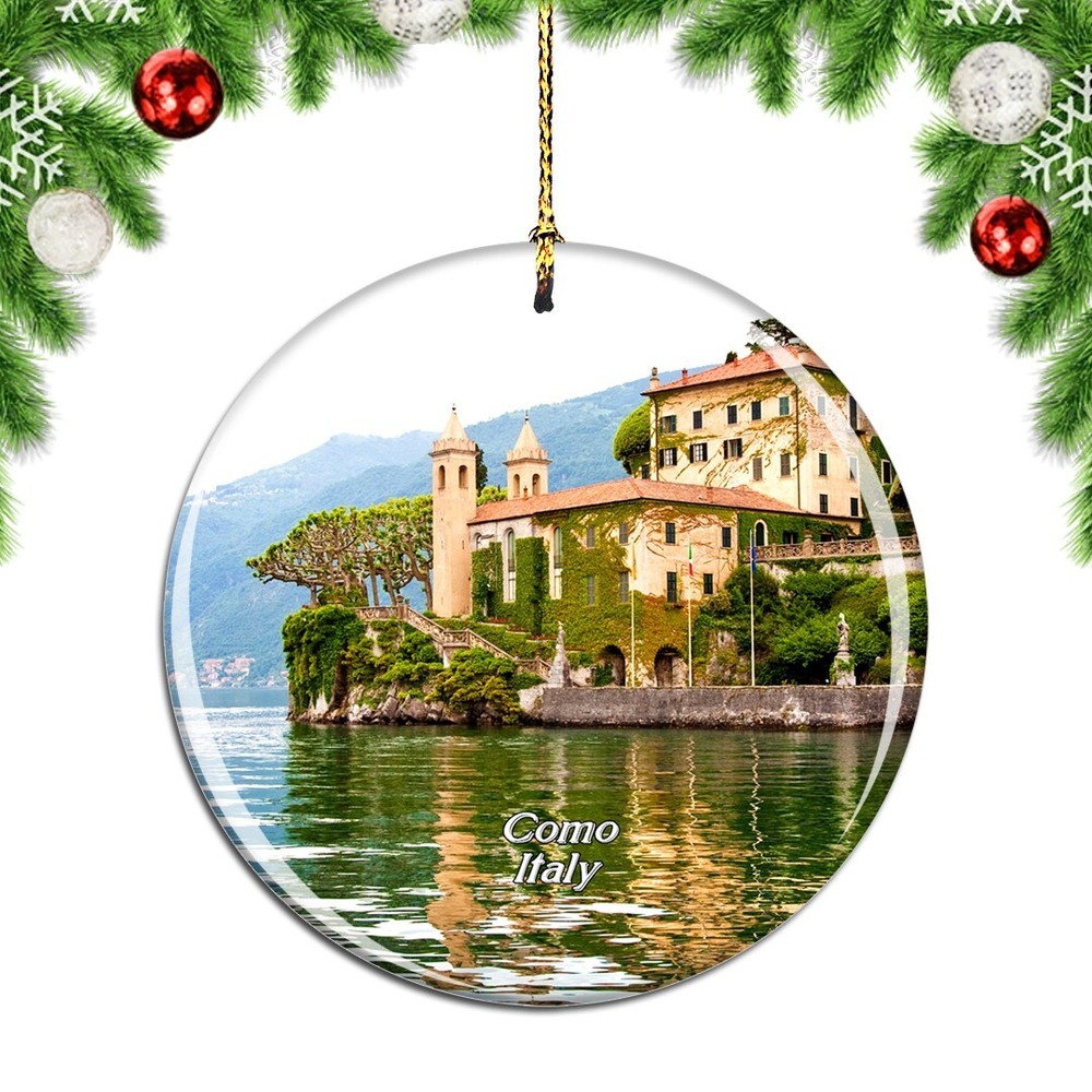 Italy Lake Como Villa del Balbianello Christmas travel souvenir ornament  