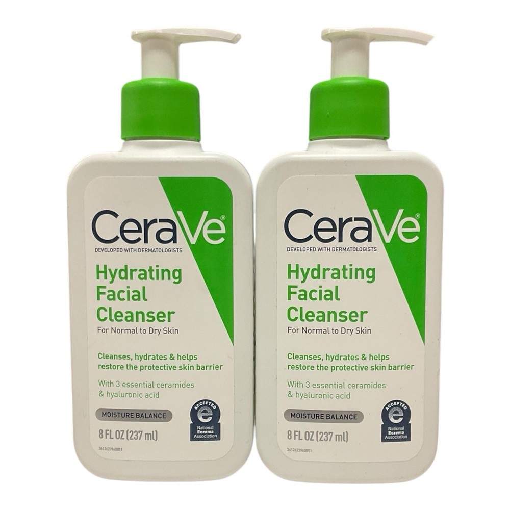 CeraVe Hydrating Facial Cleanser Twin Pack for Normal to Dry Skin 16 oz Total