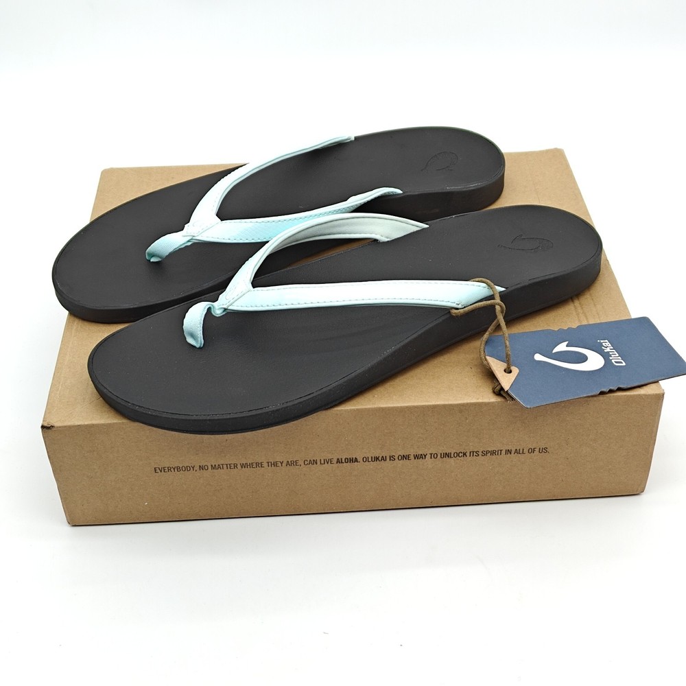 OLUKAI Womens Puawe Sandal in Sea Glass Black Sizes 5-12