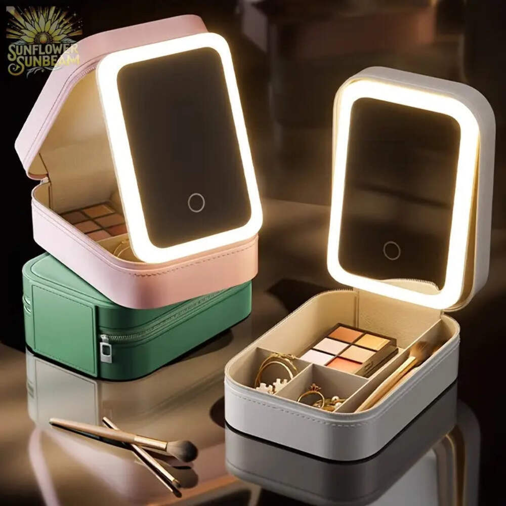 Large Travel Makeup Case with LED Light