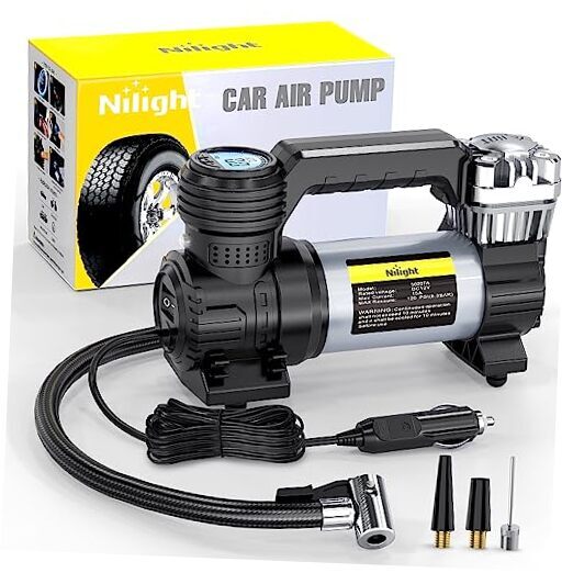 Portable Air Compressor Tire silver Double Cylinder Air Compressor Pump