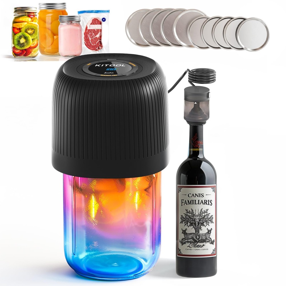 Electric Mason Jar Vacuum Sealer Kit, 4 in 1 Automatic Vacuum Sealer for Jars...