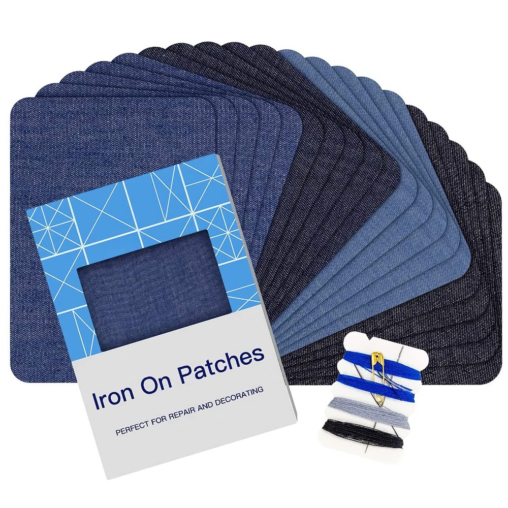 HTVRONT 20PCS 3x4 Denim Iron-On Patches for Jeans and Clothes Repair Kit