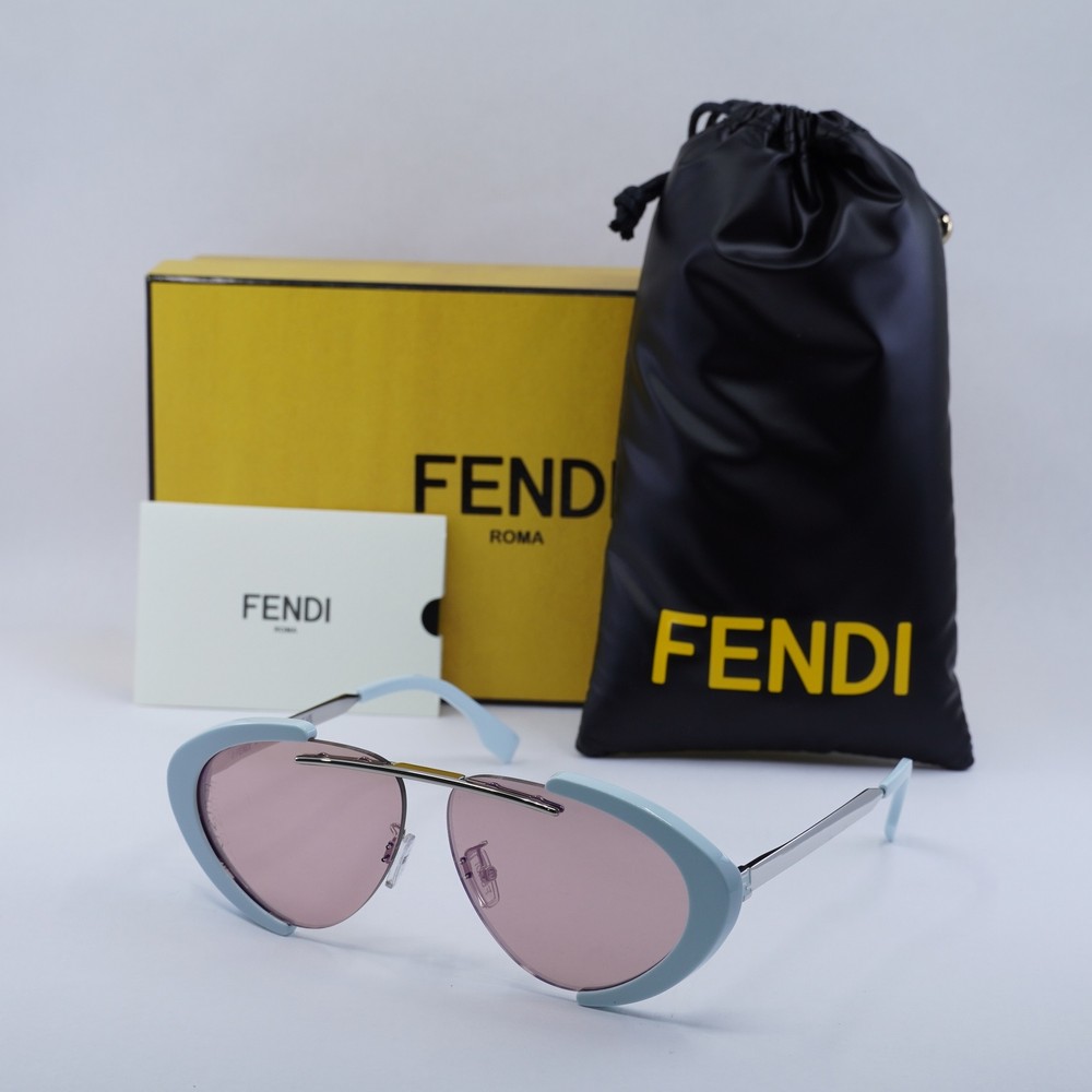 Fendi FE40042U 86U Azure Silver Pink Mirror Sunglasses 59-11-145 Authentic New