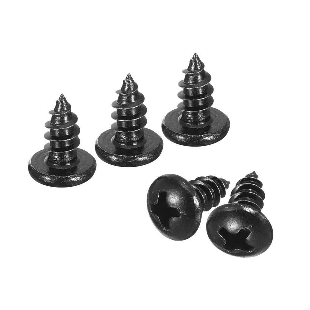 4mm x 8mm Phillips Pan Head Self-tapping Screw, 100pcs Round Head (Black)