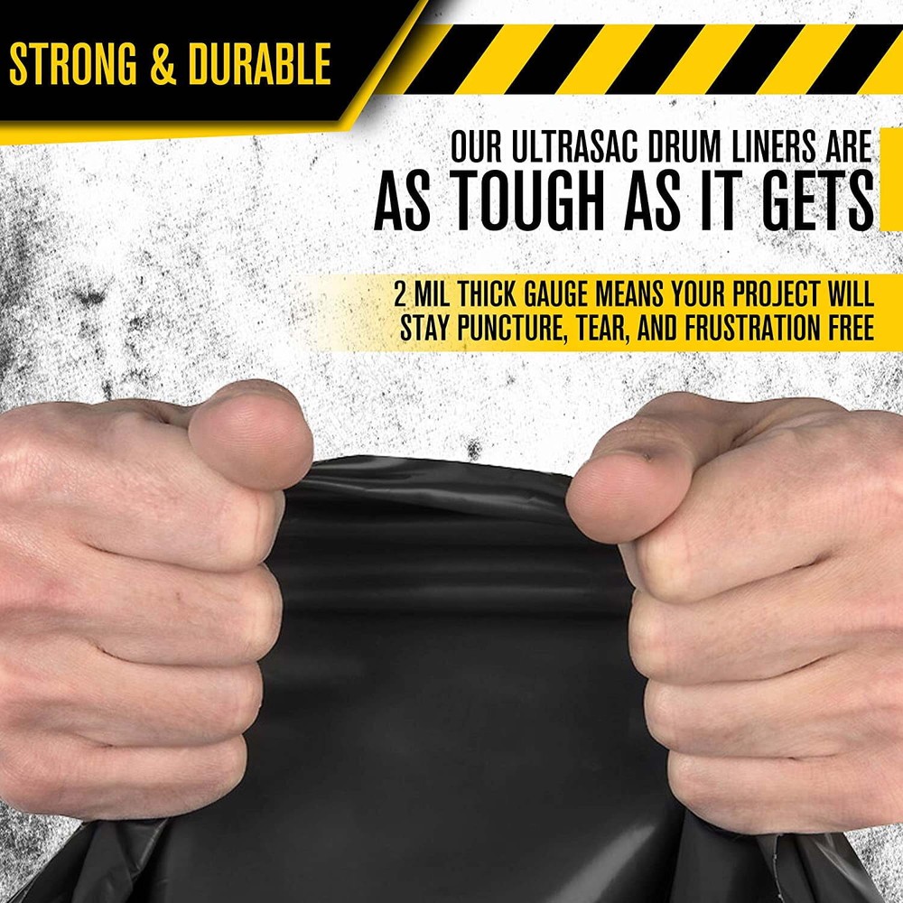 Heavy Duty 55 Gallon Trash Bags - Large 50 Count With Ties