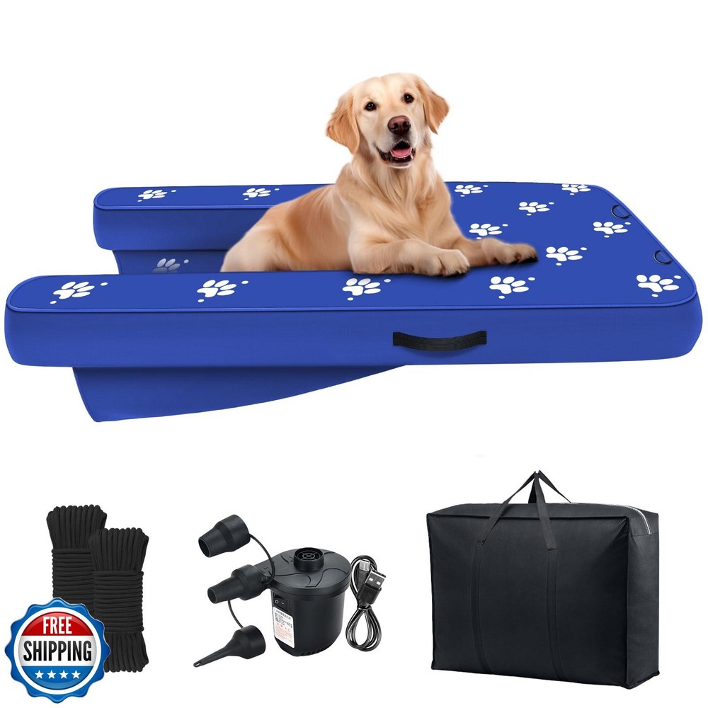 Inflatable Dock Platform with Electric Pump - Floating Dog Boat Ramp for Easy Water Access