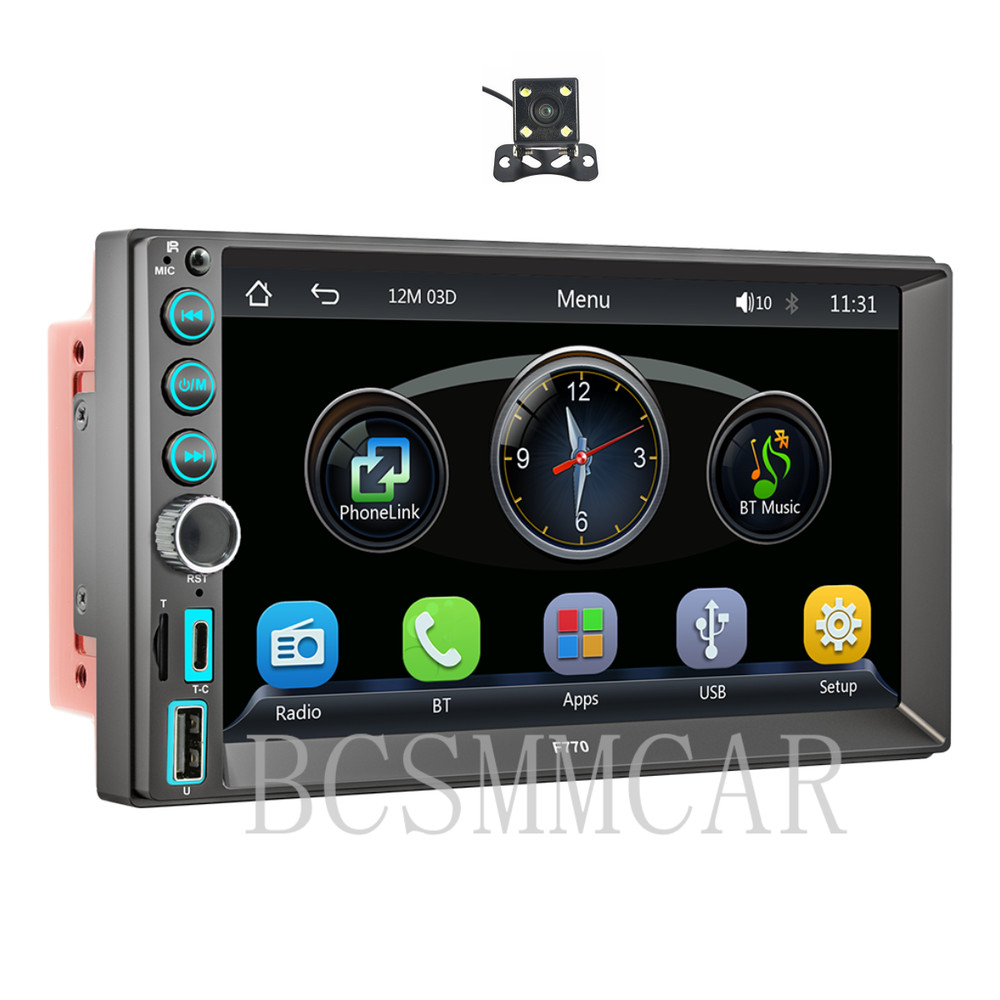 7in Touchscreen MP5 Car Stereo with BT, FM, Camera, and Apple Carplay Support