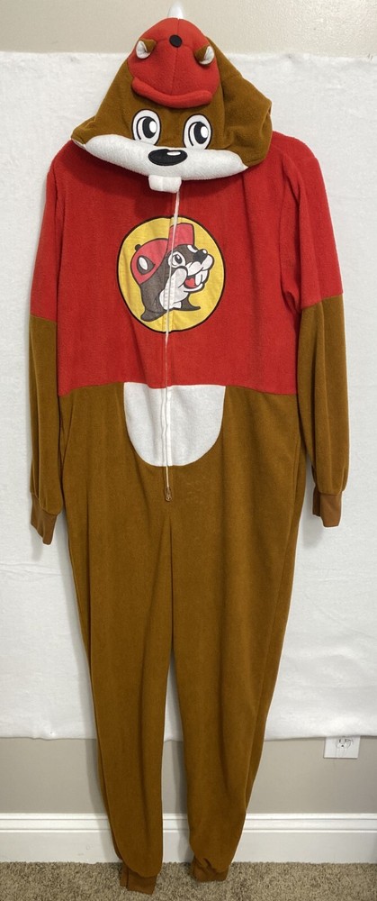 Buc-ees Adult S/M Costume Beaver Suit Pajama One Piece Mascot Character