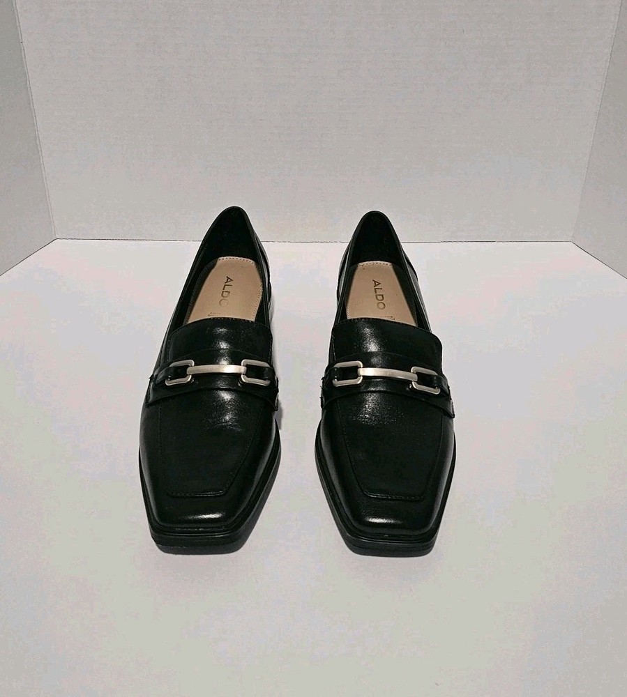 ALDO Women's Wicilyaflex Loafer Shoes Black with Metal Buckle Size 7.5