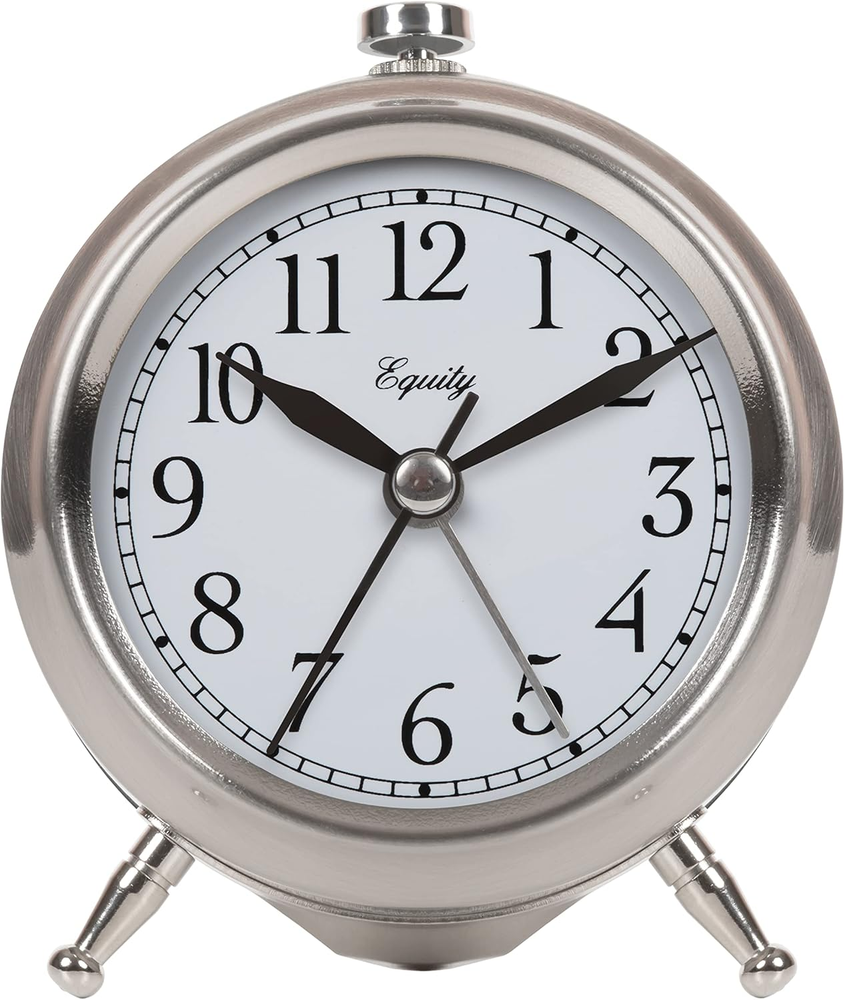 Small Silver Metal Alarm Clock by Equity 25655