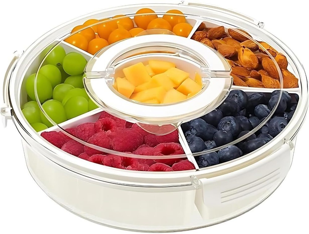 Snack Box Container, Divided Serving Tray with Lid, 6 Compartments Clear
