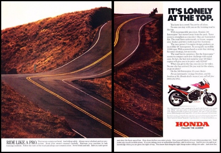 1985 Honda 500 Interceptor Bike Vintage 2-page Advertisement Print Art Ad J899